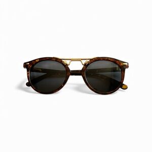 WMP Skyler round tortoise women sunglasses w gold accents